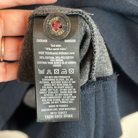 Ted Baker Blue Pullover Navy Sweatshirt Modal Blend Size 4 - Picture 16 of 17